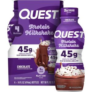 image:imageQuest Nutrition Vanilla Protein Shake 45g Protein 2g Sugar 3g Net Carbs Ready to Drink Gluten Free 4 CountChocolate