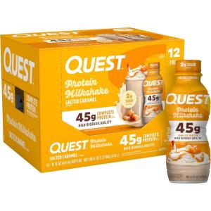 image:imageQuest Nutrition Vanilla Protein Shake 45g Protein 2g Sugar 3g Net Carbs Ready to Drink Gluten Free 4 CountSalted Caramel