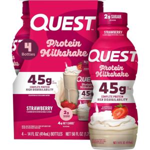 image:imageQuest Nutrition Vanilla Protein Shake 45g Protein 2g Sugar 3g Net Carbs Ready to Drink Gluten Free 4 CountStrawberry