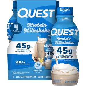 image:imageQuest Nutrition Vanilla Protein Shake 45g Protein 2g Sugar 3g Net Carbs Ready to Drink Gluten Free 4 CountVanilla
