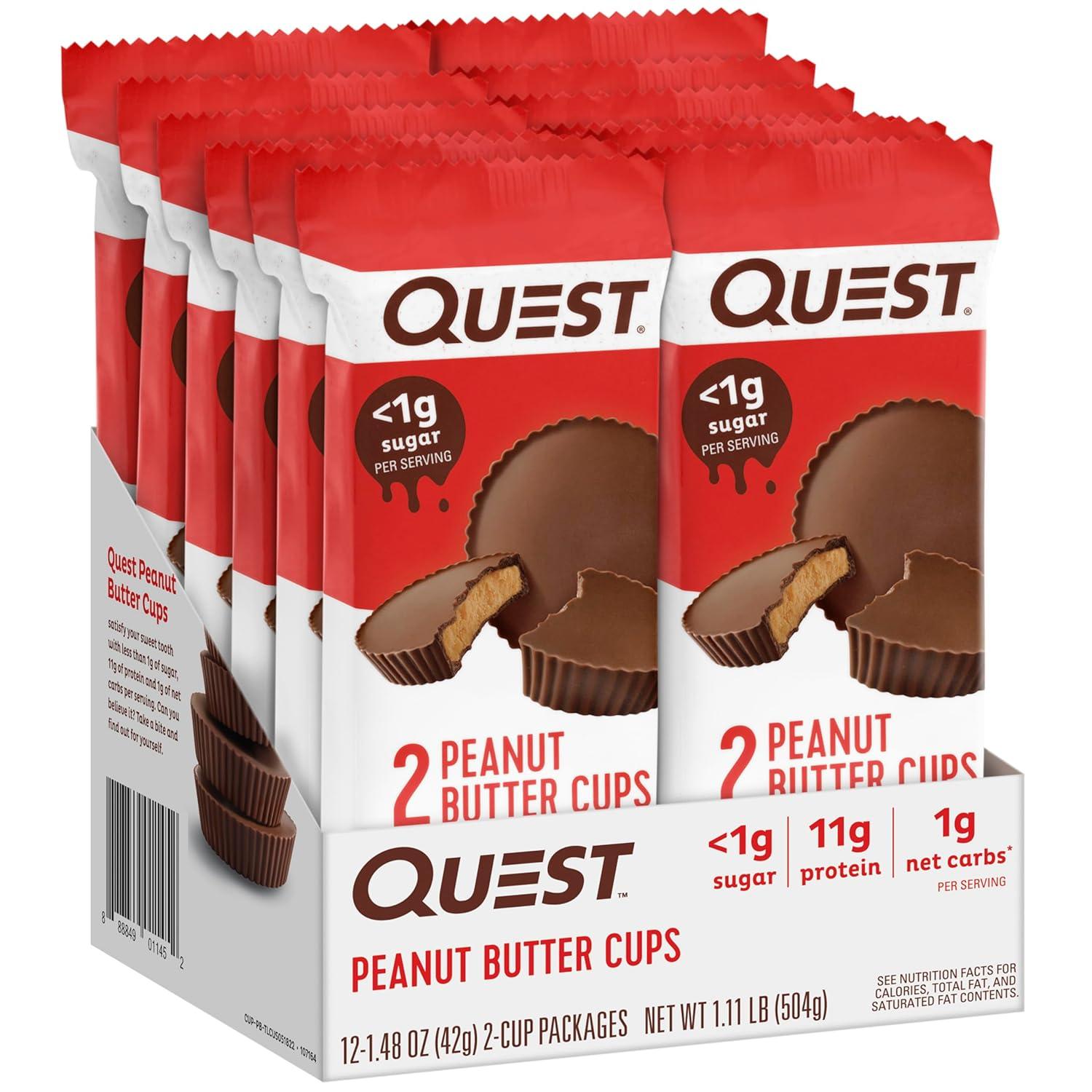 image:imageQuest Nutrition Peanut Butter Cups 11g Protein 1g Sugar Low Carb Gluten Free Keto Friendly 4 CountPeanut Butter