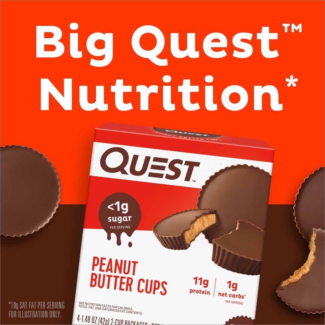 image:imageQuest Nutrition Peanut Butter Cups 11g Protein 1g Sugar Low Carb Gluten Free Keto Friendly 4 CountPeanut Butter