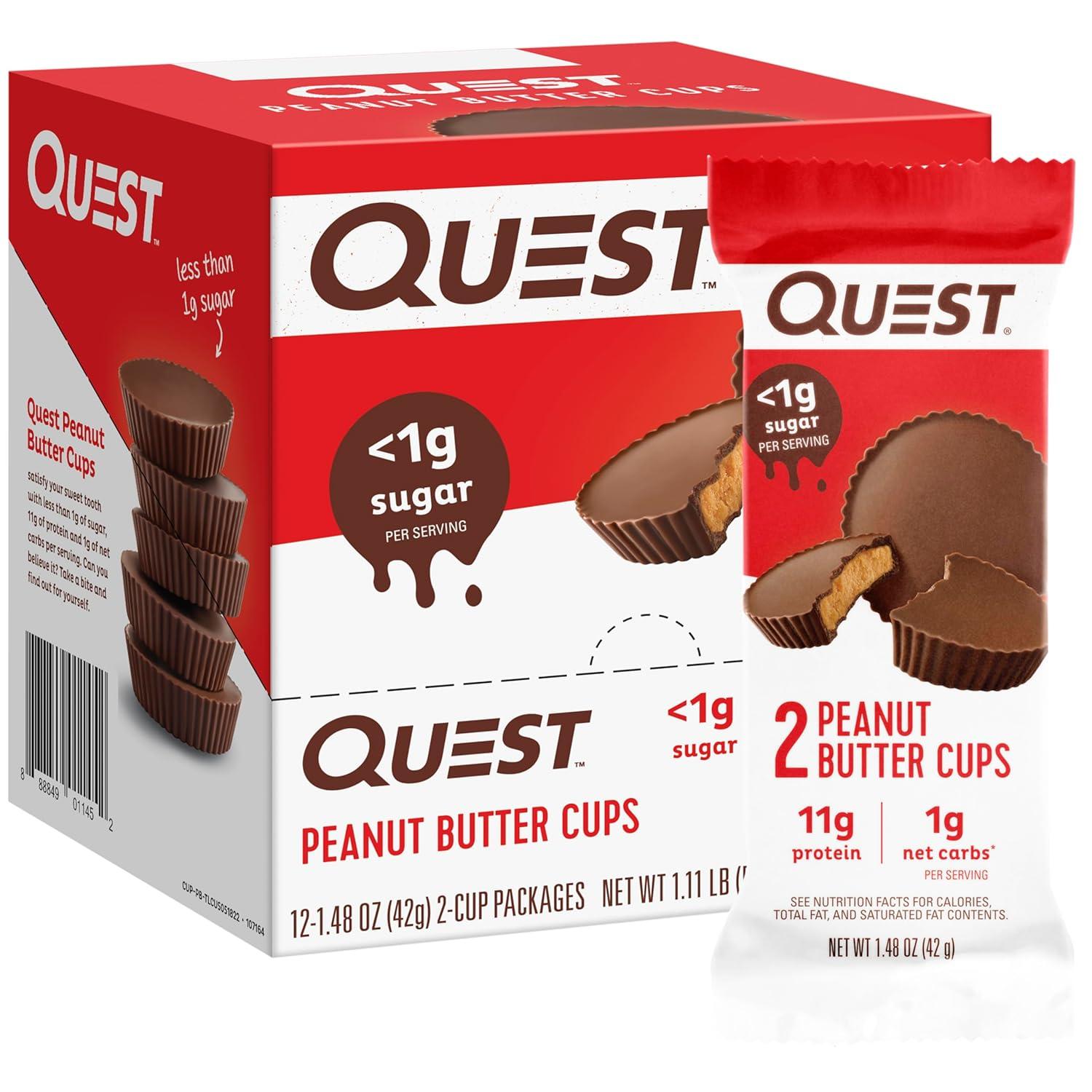 image:imageQuest Nutrition Peanut Butter Cups 11g Protein 1g Sugar Low Carb Gluten Free Keto Friendly 4 CountPeanut Butter