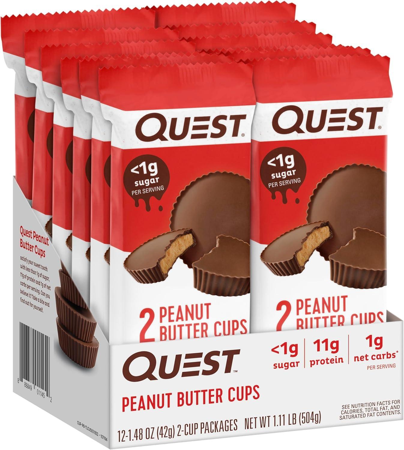 image:imageQuest Nutrition Peanut Butter Cups 11g Protein 1g Sugar Low Carb Gluten Free Keto Friendly 4 CountPeanut Butter